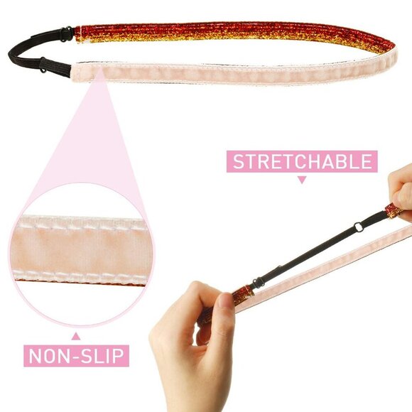 10 Pcs Glitter Non Slip Velvet Headbands Elastic Sports Hair Accessories